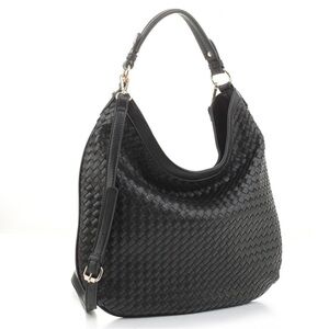 Woven vegan leather hobo bag, optional adjustable strap, zip closure, NWT